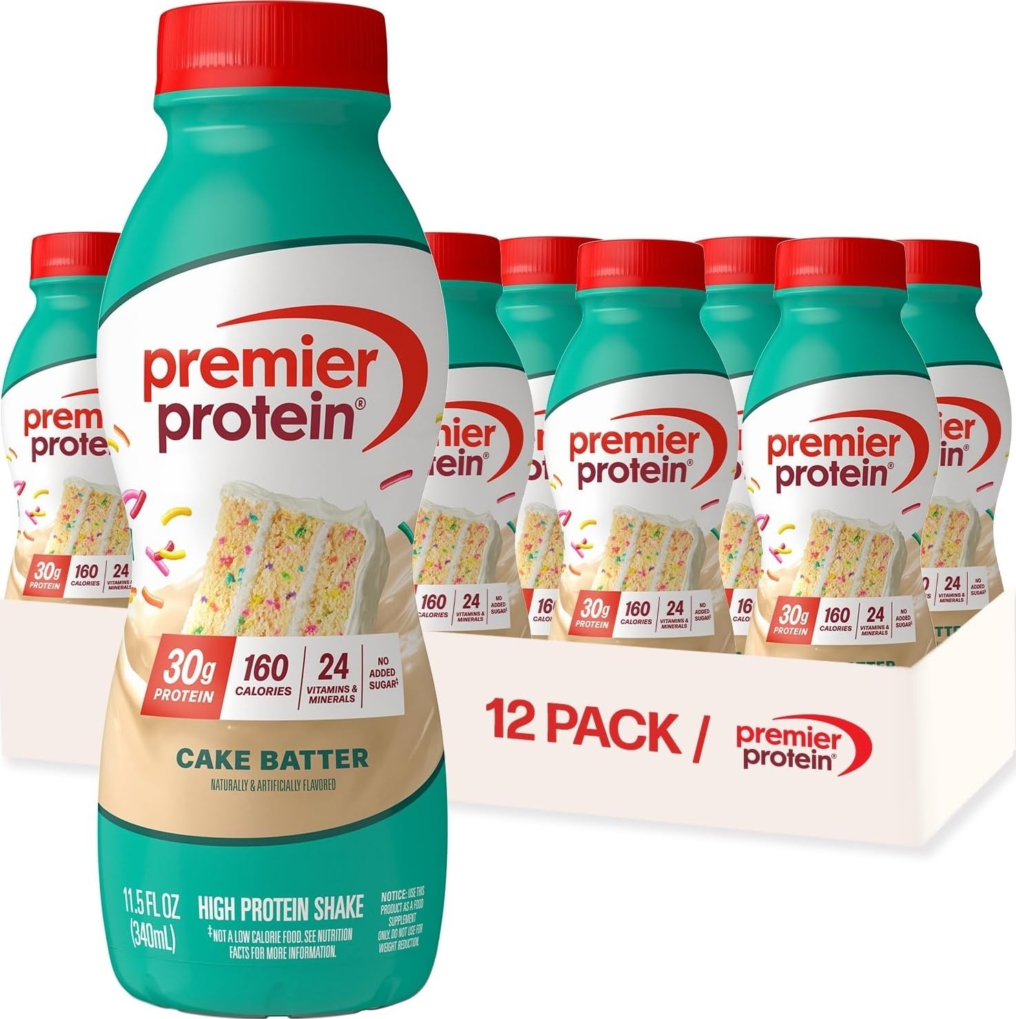 Premier Protein 30g High Protein Shake, Chocolate, 12 Pack Bottles, Vegetarian