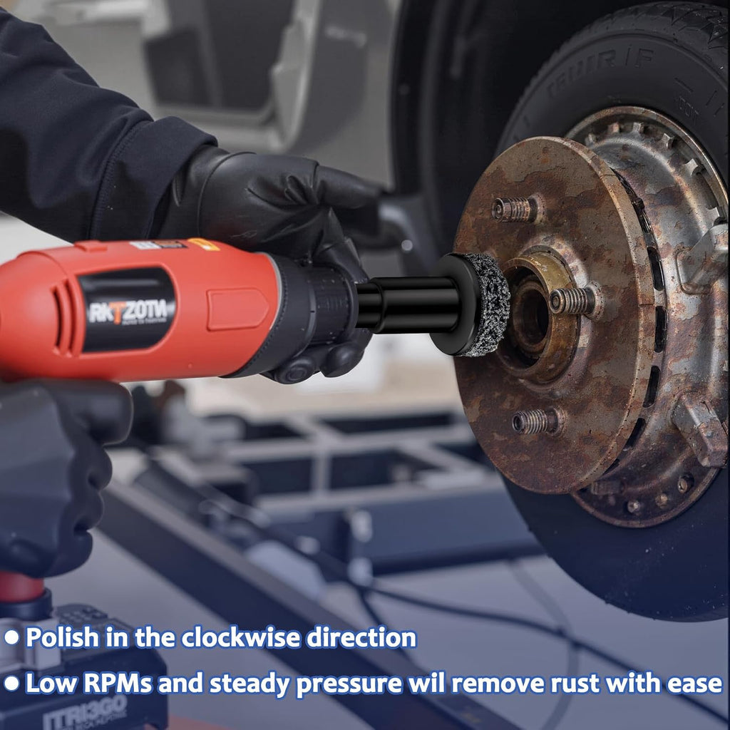 Wheel Hub Cleaning Kit,Wheel Hub Resurfacing Kit,Brake Hub Cleaning Kit | Includes 5 Pads,Fits Power Drill or 1/2" Impact Driven Wrenches - Quick Rust Removal for Lug Studs and Rotors