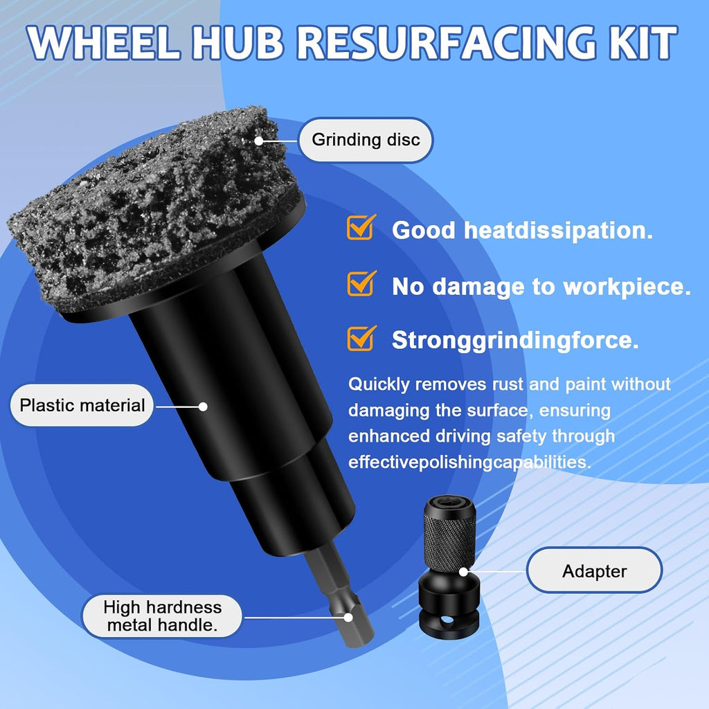 Wheel Hub Cleaning Kit,Wheel Hub Resurfacing Kit,Brake Hub Cleaning Kit | Includes 5 Pads,Fits Power Drill or 1/2" Impact Driven Wrenches - Quick Rust Removal for Lug Studs and Rotors