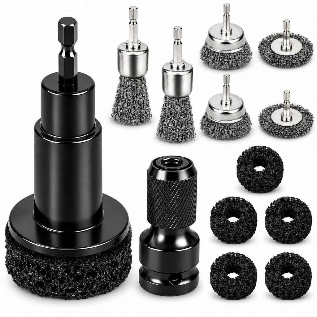 Wheel Hub Cleaning Tool, Brake Rotor Resurfacing Kit - 5 Pads & Coarse Carbon Steel Crimping Wire Wheel Brush, Rust Removal Tool for Car Repair