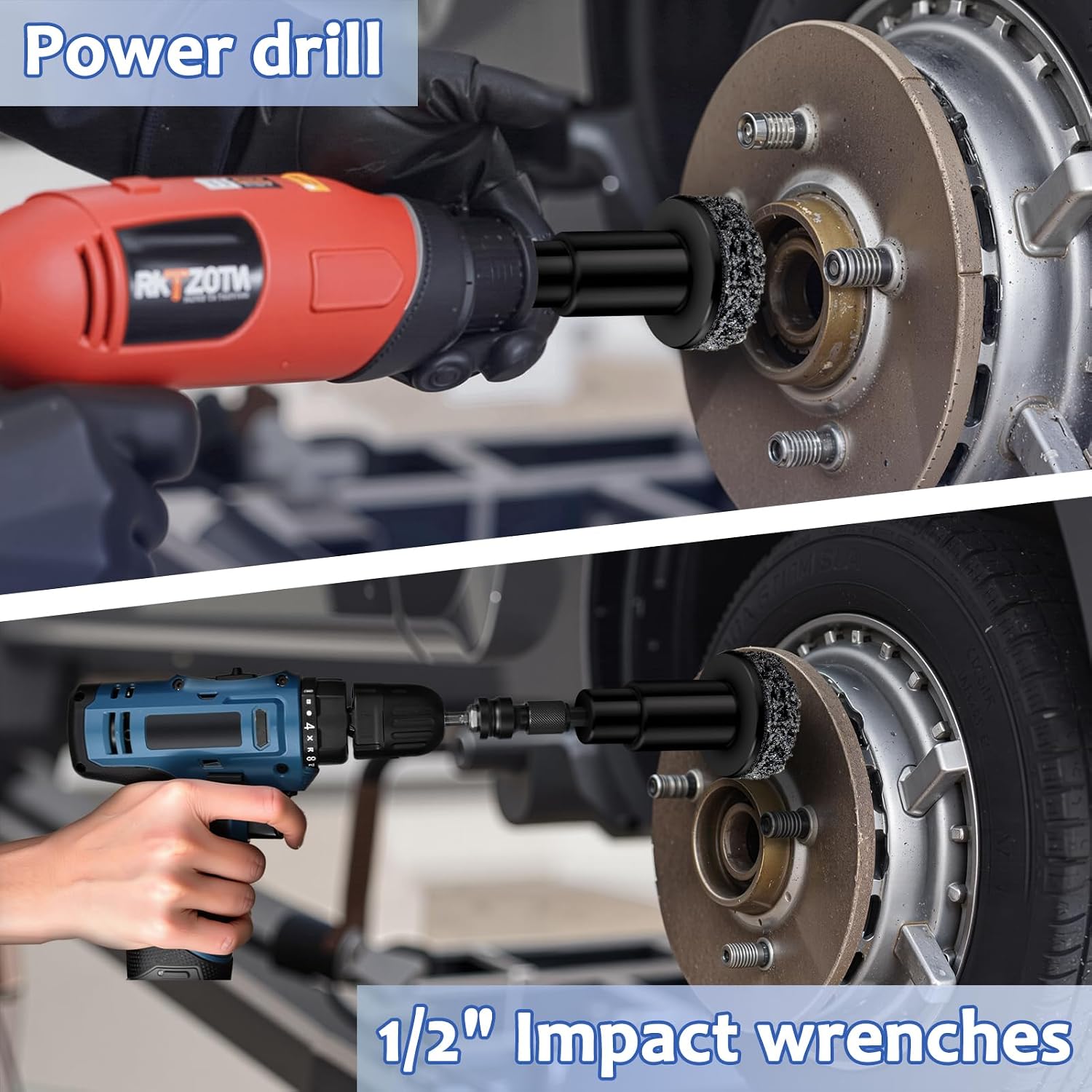 Wheel Hub Cleaning Kit,Wheel Hub Resurfacing Kit,Brake Hub Cleaning Kit | Includes 5 Pads,Fits Power Drill or 1/2" Impact Driven Wrenches - Quick Rust Removal for Lug Studs and Rotors