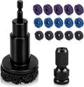 Wheel Hub Cleaning Kit, Brake Dust Remover Wheel Cleaning Sets | Extra 15 Pads,Holder and Adapte Fits for Power Drill or 1/2" Impact Driven Wrenches Black