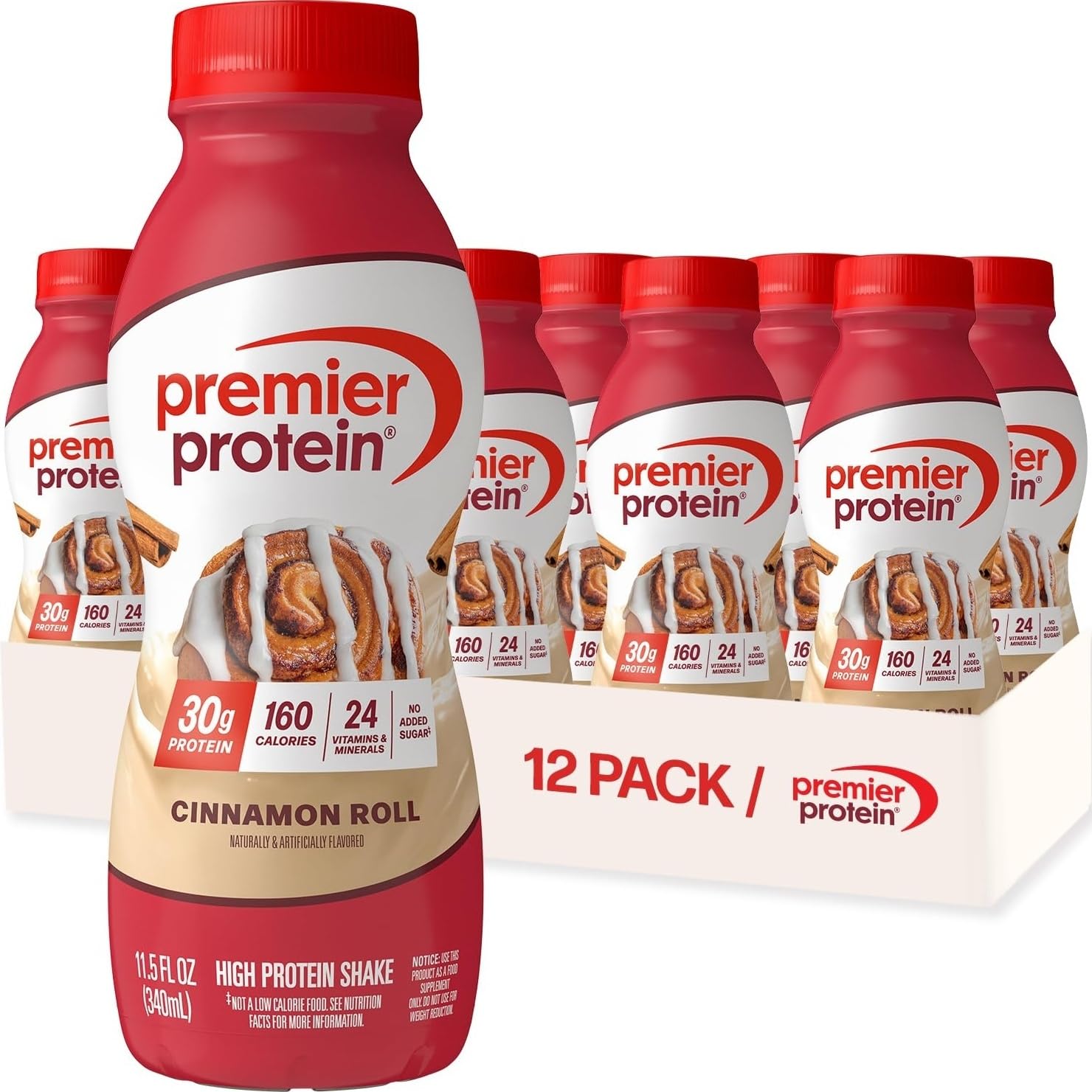 Premier Protein 30g High Protein Shake, Chocolate, 12 Pack Bottles, Vegetarian
