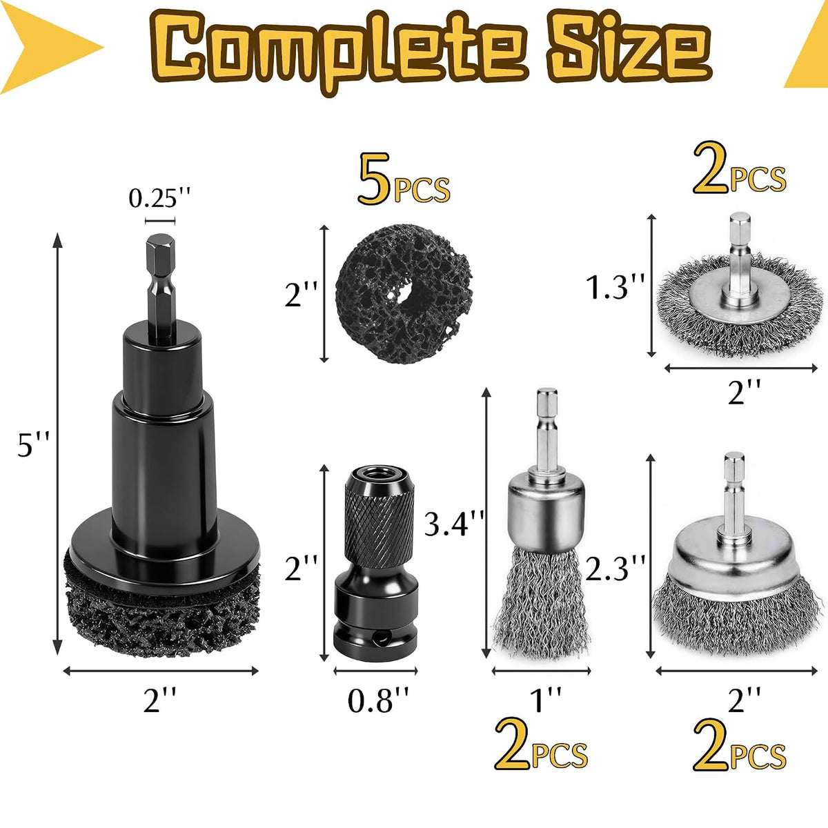 Wheel Hub Cleaning Tool, Brake Rotor Resurfacing Kit - 5 Pads & Coarse Carbon Steel Crimping Wire Wheel Brush, Rust Removal Tool for Car Repair