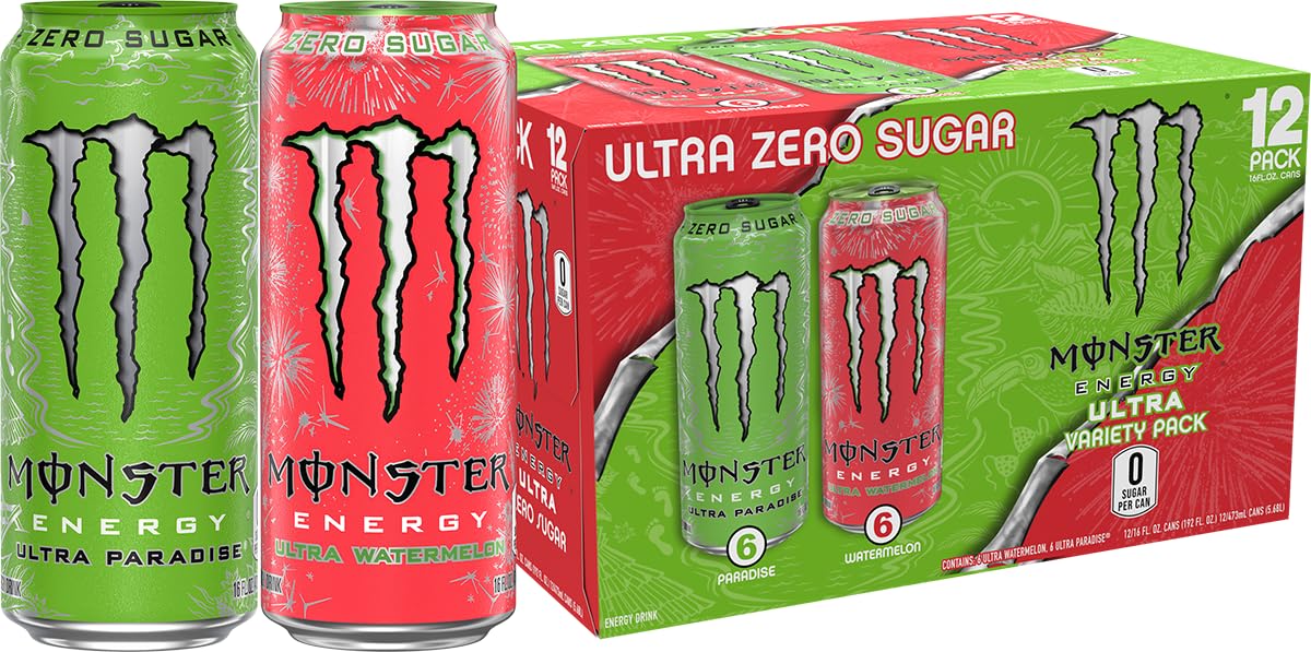 Monster Energy Ultra Black, Sugar Free Energy Drink, 16 Ounce