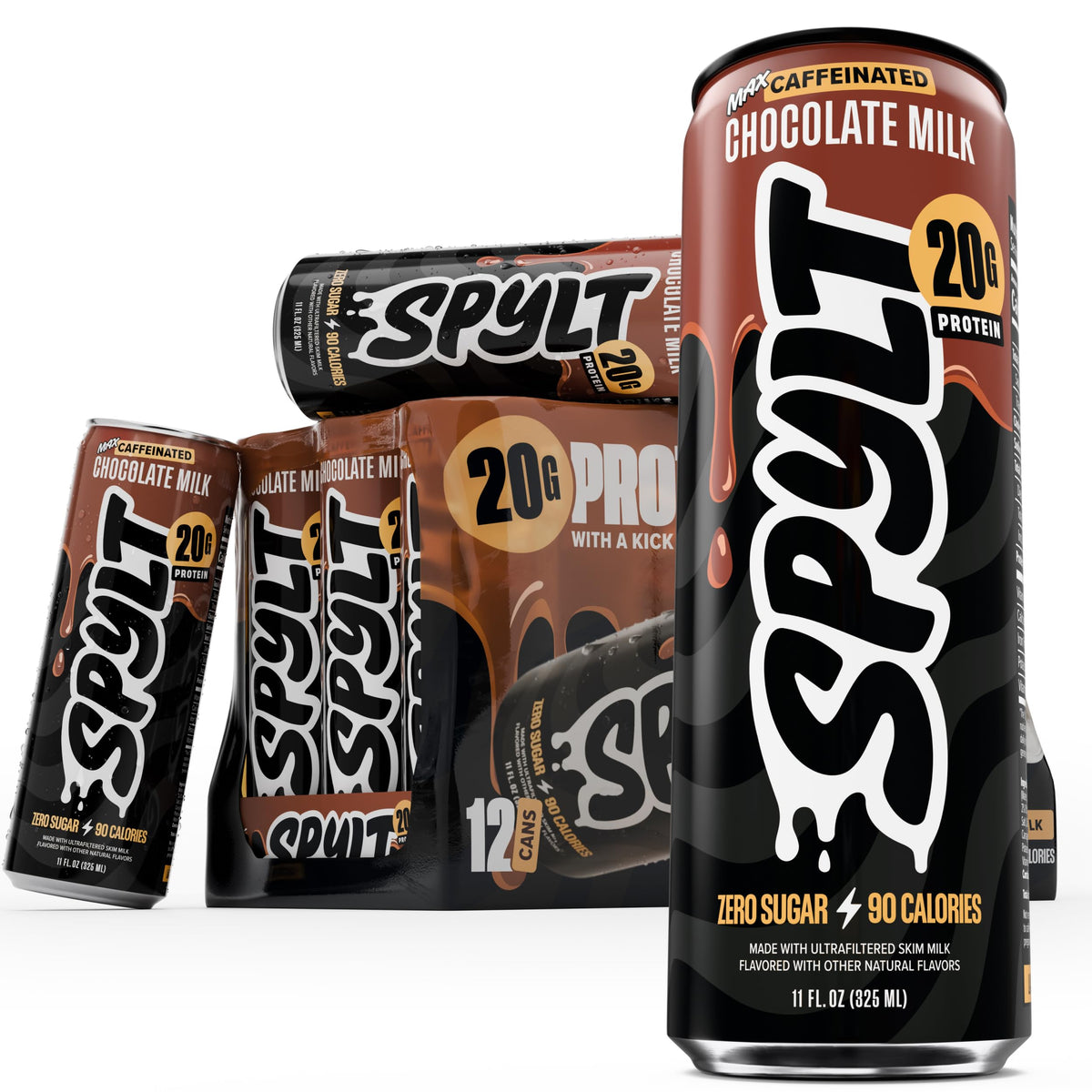 Spylt Banana Milk Protein Shakes, 20g Protein, 60mg Caffeine, 12 Pack