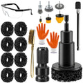 Wheel Hub Cleaning Tool Kit, 17 PCS Wheel Stud Rust Remover Tool with Goggles & Gloves, Surface Cleaning Pad Fits 1/2" Impact Wrench & Drill, for Vehicle Rotors, Hubs and Brake Service