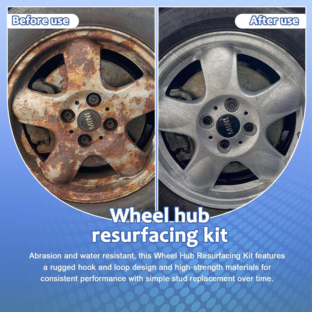 Wheel Hub Cleaning Kit,Wheel Hub Resurfacing Kit,Brake Hub Cleaning Kit | Includes 5 Pads,Fits Power Drill or 1/2" Impact Driven Wrenches - Quick Rust Removal for Lug Studs and Rotors