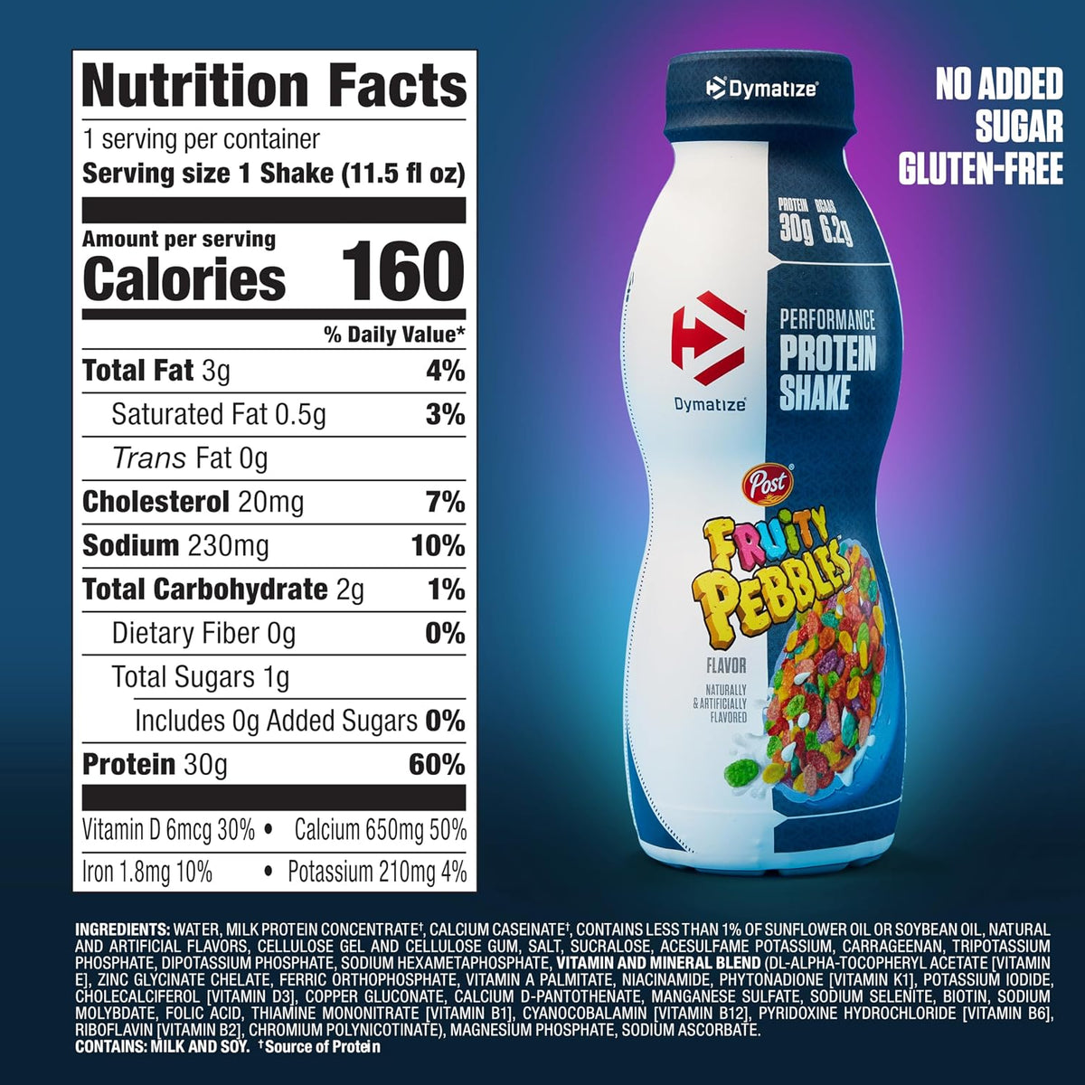 Dymatize 30g High Protein Performance Shake, Fruity Pebbles, 12 Pack