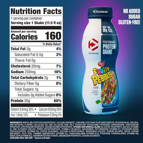 Dymatize 30g High Protein Performance Shake, Fruity Pebbles, 12 Pack