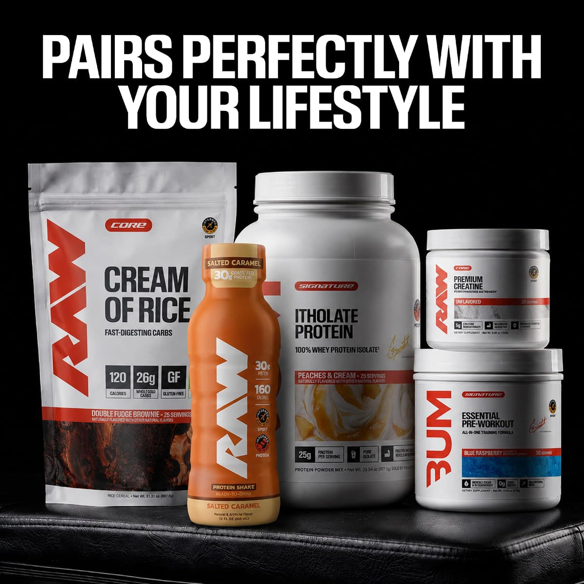 RAW Ready-to-Drink Protein Shake, Cookies & Cream - RTD Protein Drinks with Grass-Fed Whey Isolate for Post-Workout - Zero-Sugar & Gluten-Free Meal Replacement Drink & Breakfast Shake, 12 Fl Oz