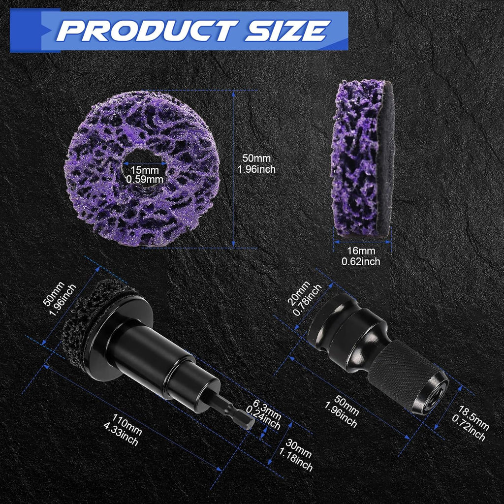 Wheel Hub Cleaning Kit, Brake Dust Remover Wheel Cleaning Sets | Extra 15 Pads,Holder and Adapte Fits for Power Drill or 1/2" Impact Driven Wrenches Black